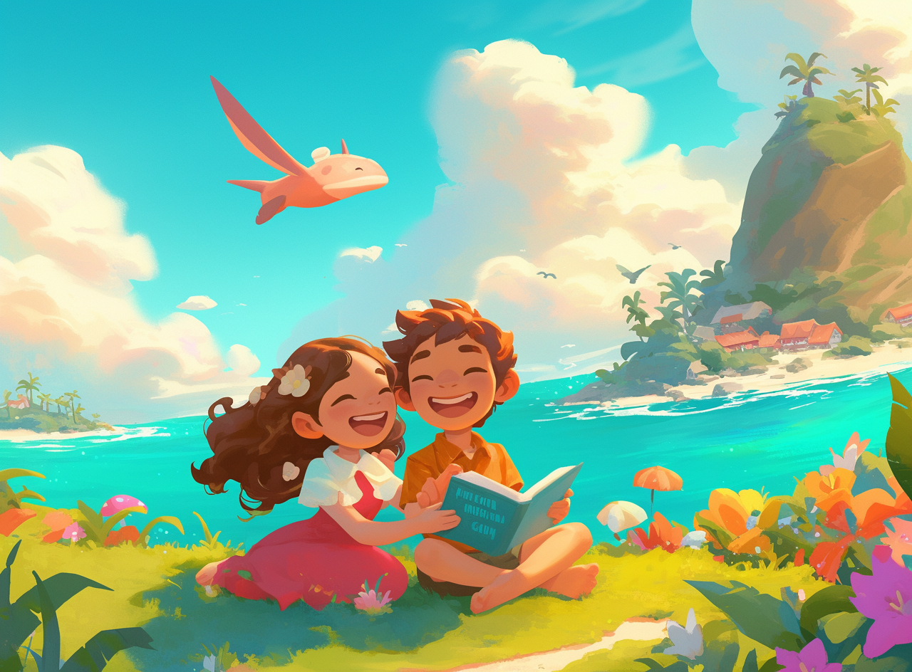 A boy and girl enjoying themselves